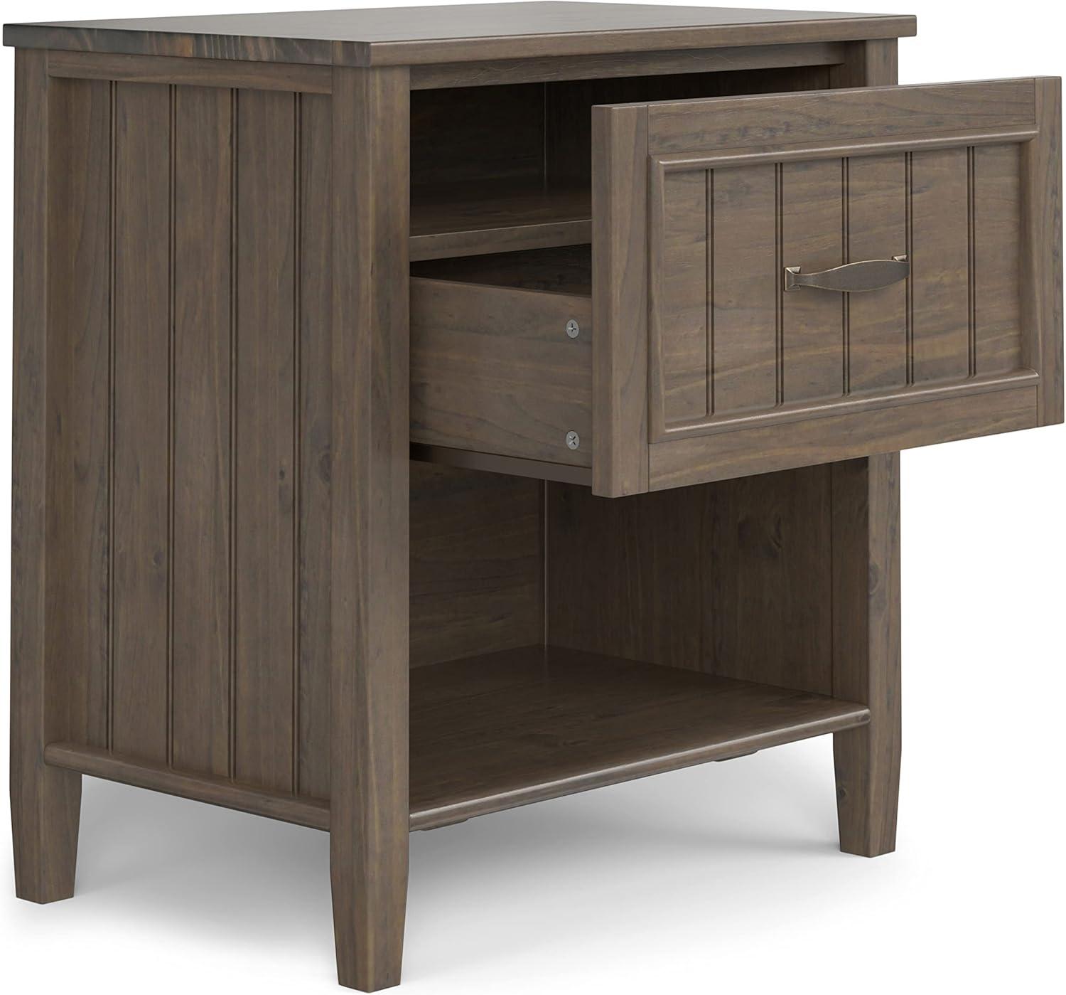 Lev SOLID WOOD 24" Wide Transitional Bedside Nightstand Table in Smoky Brown