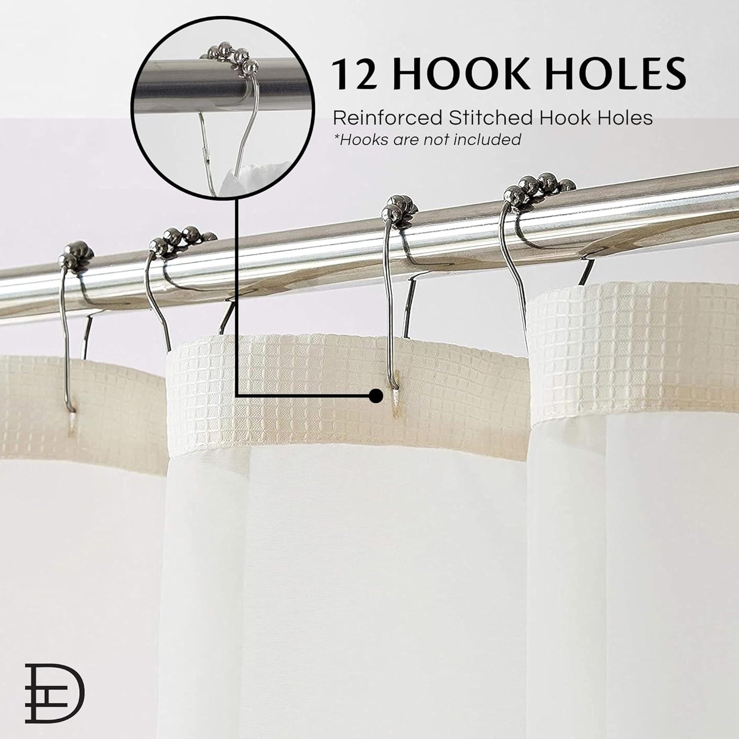Dainty Home Complete Shower Curtain With Detachable Liner - Ivory