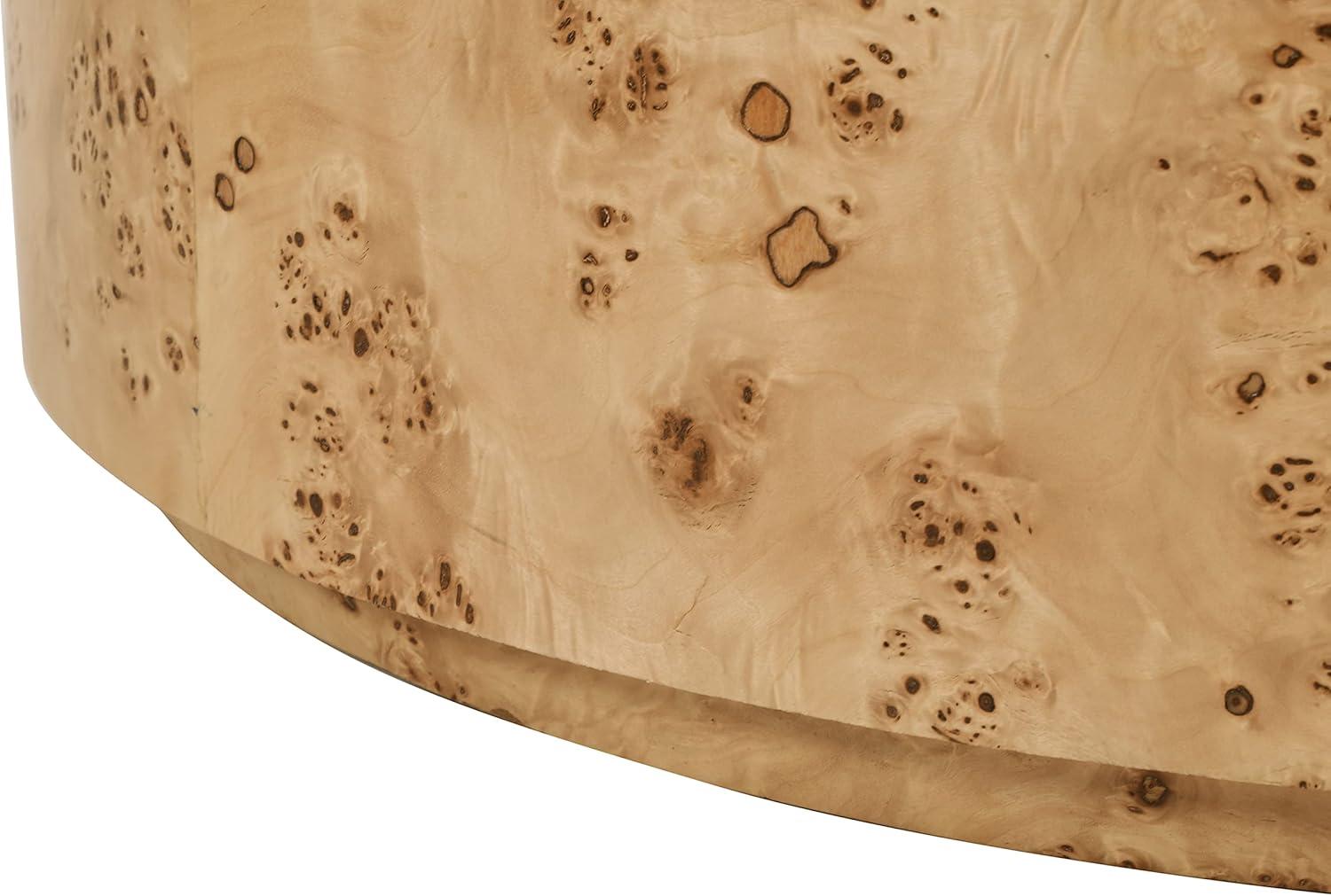 Natural Ash Burl Wood Round Coffee Table, 36"