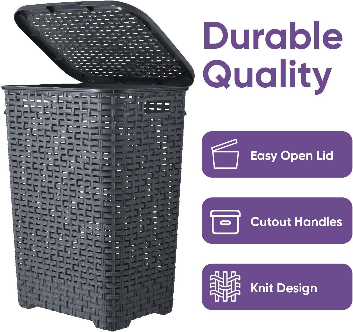 Rebrilliant Plastic Laundry Hamper with Handles