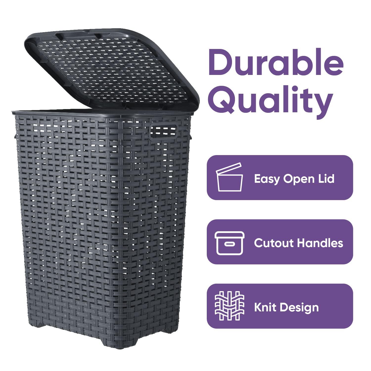 Rebrilliant Plastic Laundry Hamper with Handles