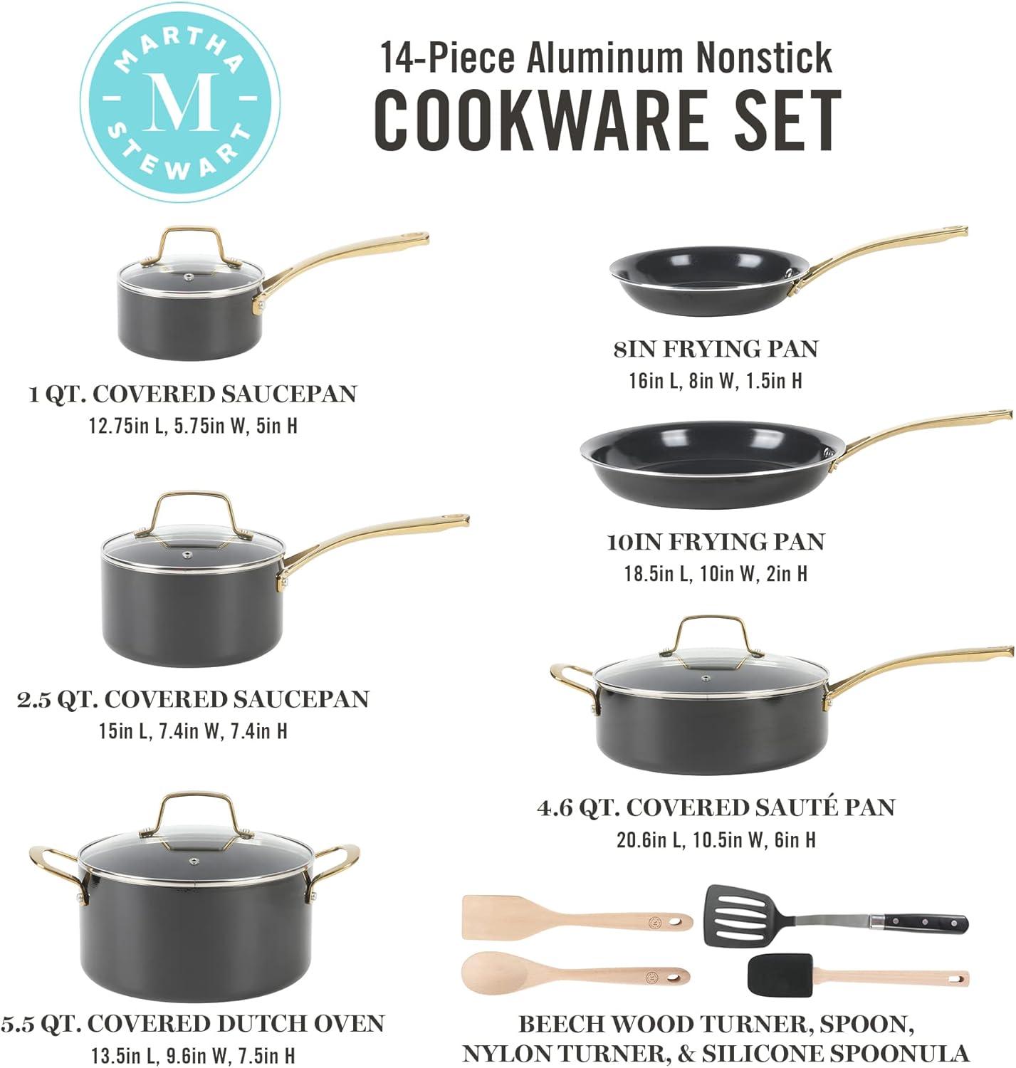 Martha Stewart 14 Piece Non-stick Cookware Combo Set