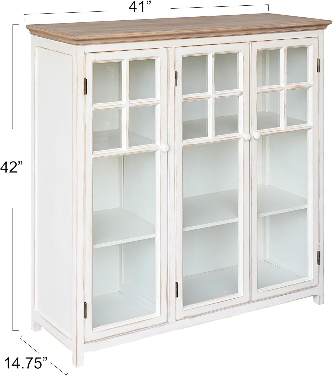 Storied Home Wood 42" Tall Decorative Storage Cabinet Off-White