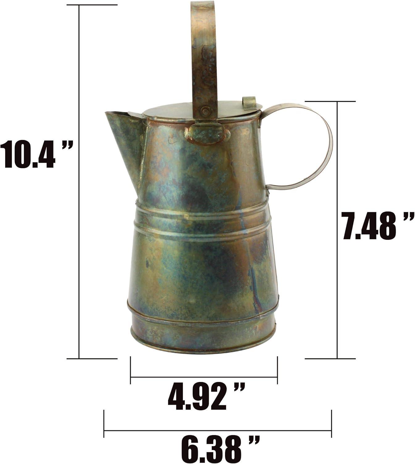 7.5 Inch Rustic Weathered Metal Pitcher with Handles