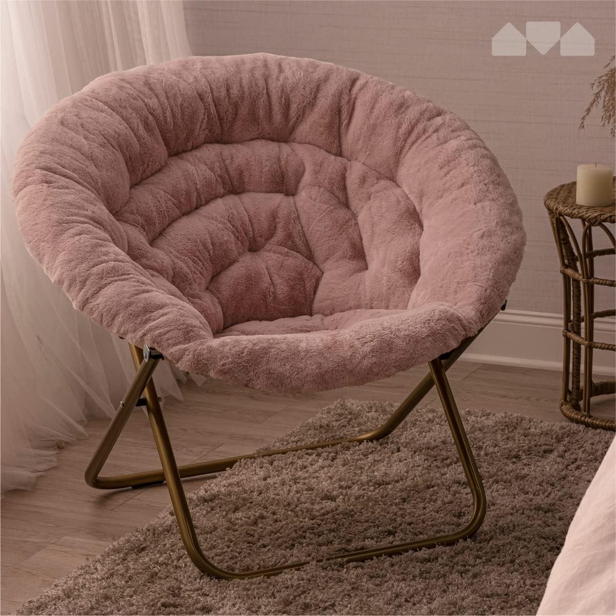 Milliard Cozy Faux Fur Saucer Chair X-Large, Pink