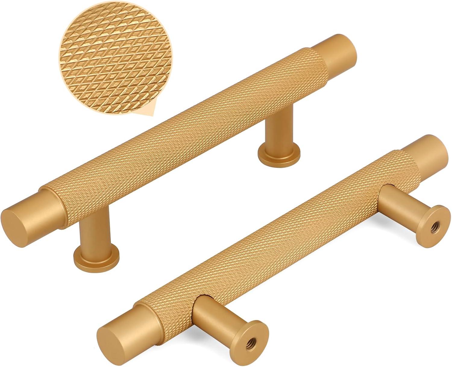 Champagne Bronze 3-Inch Modern Knurled Cabinet Pull