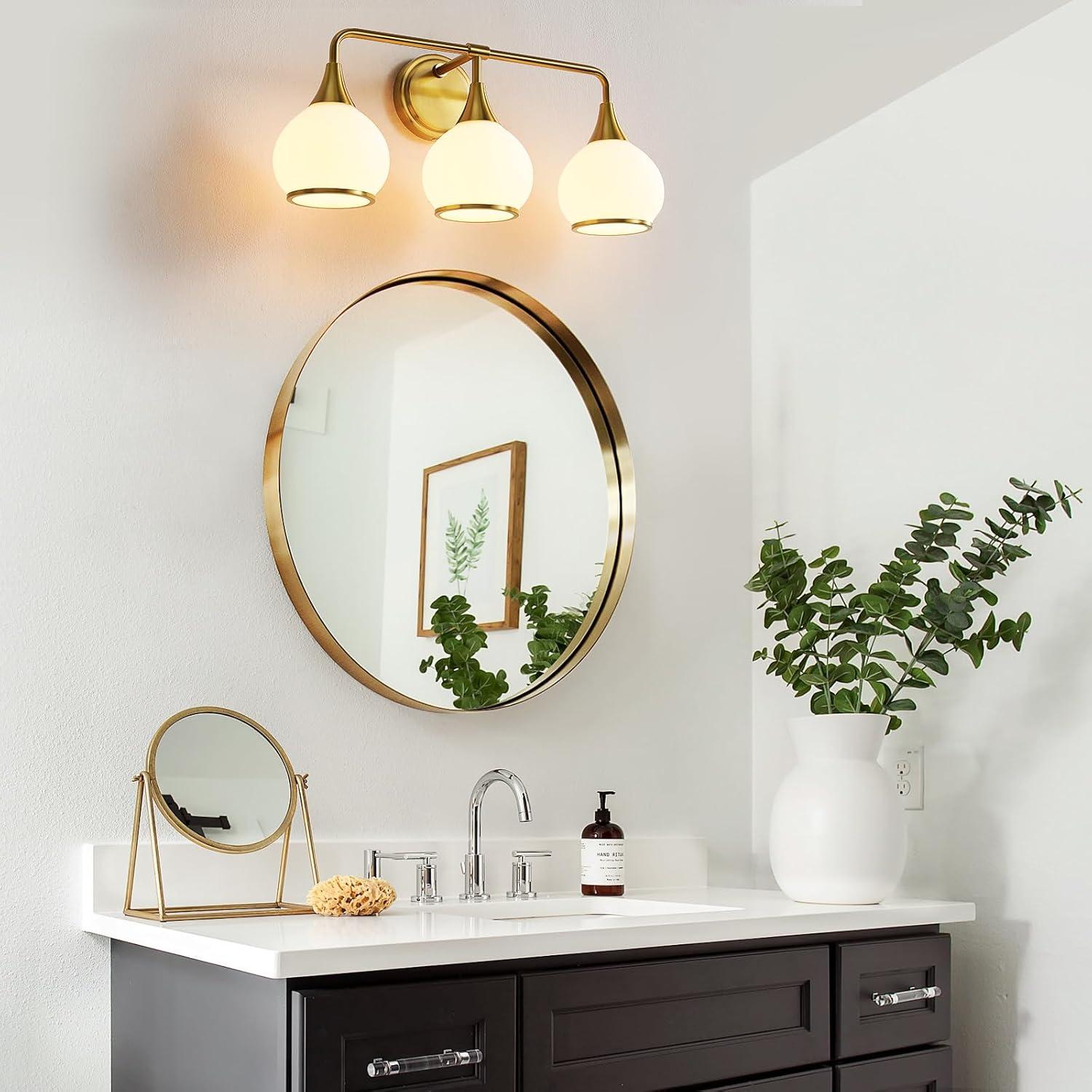 Black and Gold Bathroom Light Fixtures 2-Lights Vanity Lights with Clear Glass Shade Bathroom Vanity Light 14 Inch Wall Sconces(Exclude E26 Bulb)…