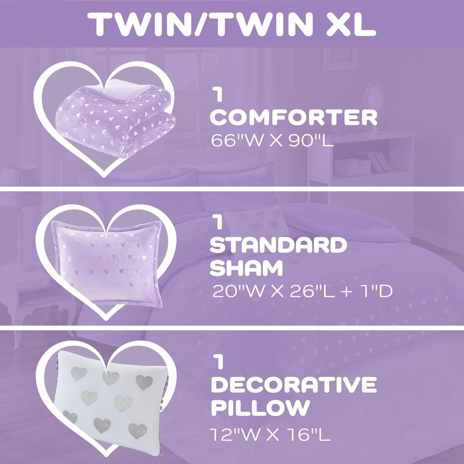 Twin Purple and Silver Microfiber Comforter Set