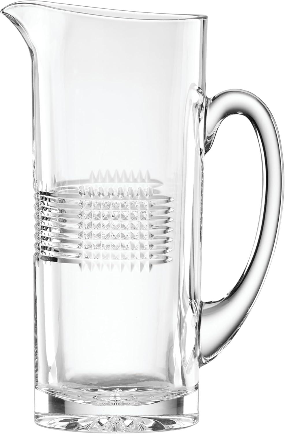 Sloane Clear European Crystal Pitcher with Crosshatched Pattern