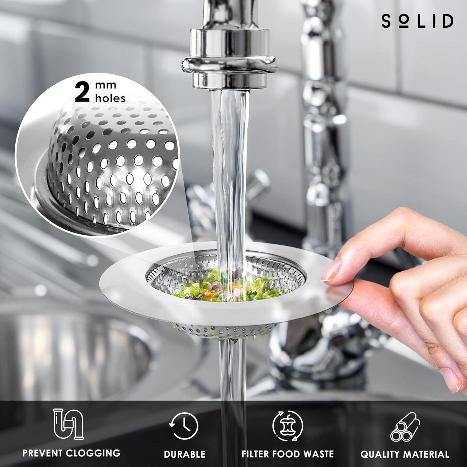 Kitchen Sink Strainer - Food Catcher for Most Sink Drains - Rust Free Stainless Steel - 2 Pack - 4.5 Inch Diameter