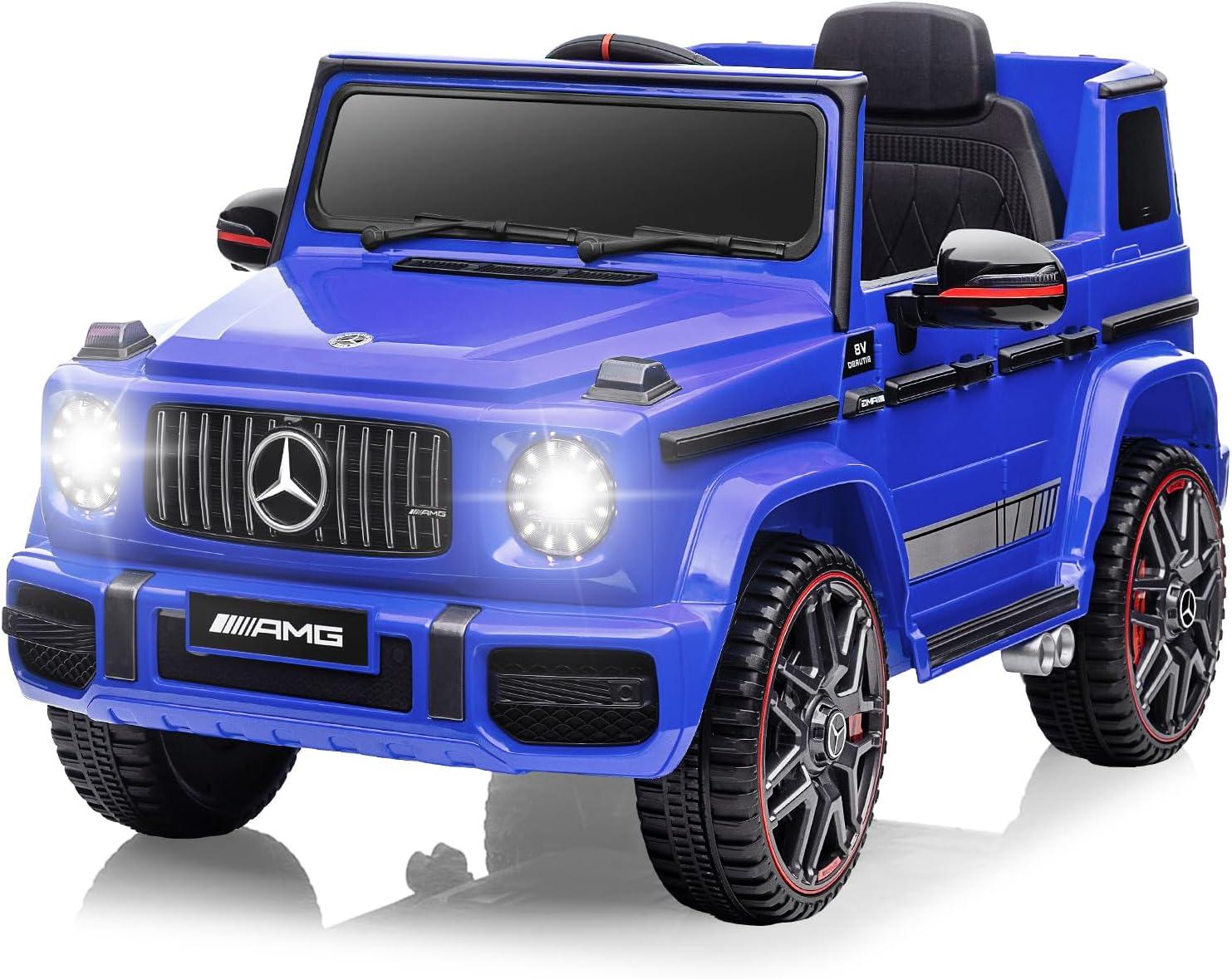 TOKTOO 12V Powered Ride on Car, Mercedes-Benz G63 Licensed 1 Seater Kid Car w/ Remote Control, Gift for Boys Girls Aged 2-4 Years-Blue