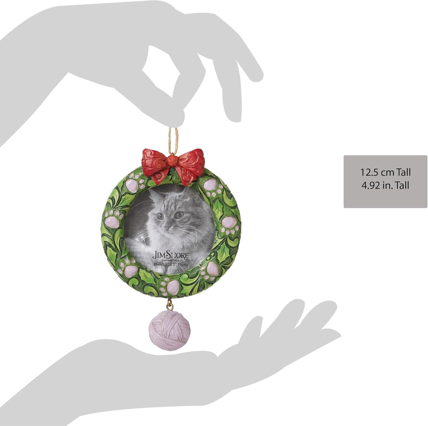 Multicolor Stone Resin Cat Wreath Photo Frame Ornament