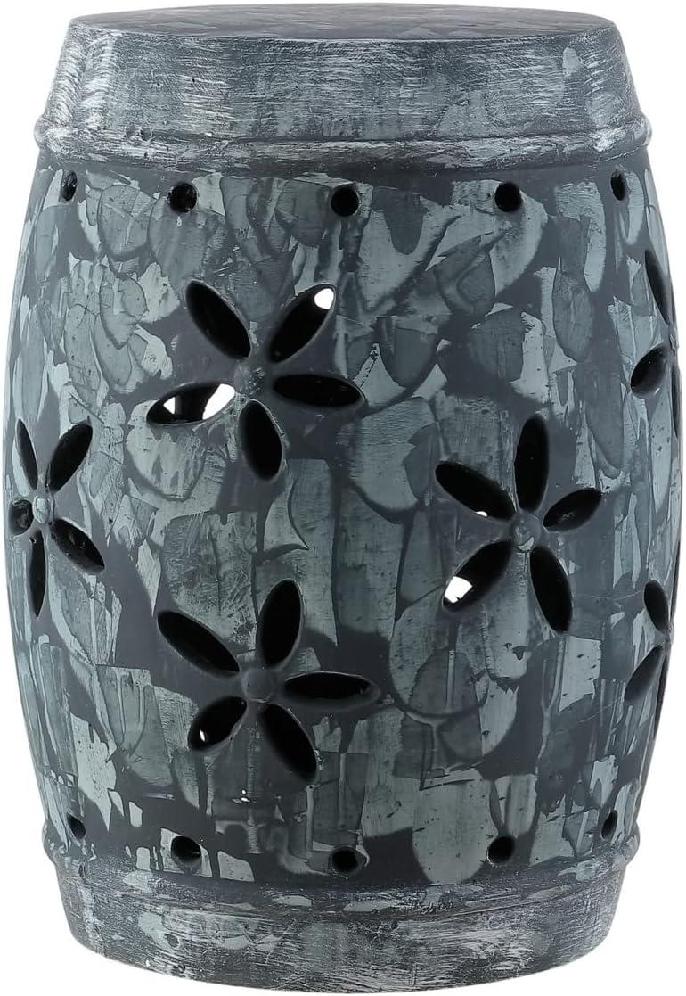 Belna Ceramic Garden Stool - Antiqued Grey -  Safavieh.