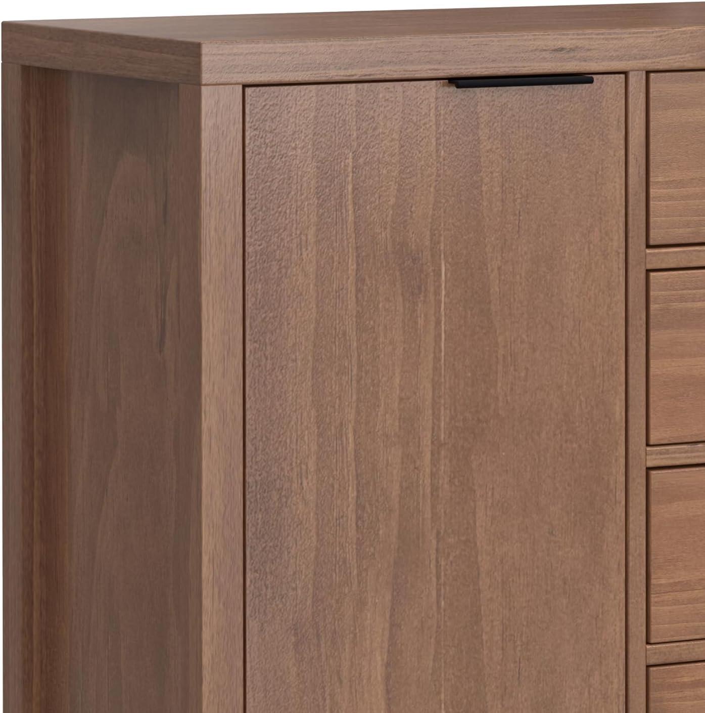 Simpli Home Hollander SOLID WOOD and Pine 54 inch x 18 inch Rectangle Contemporary Sideboard Buffet in Medium Saddle Brown