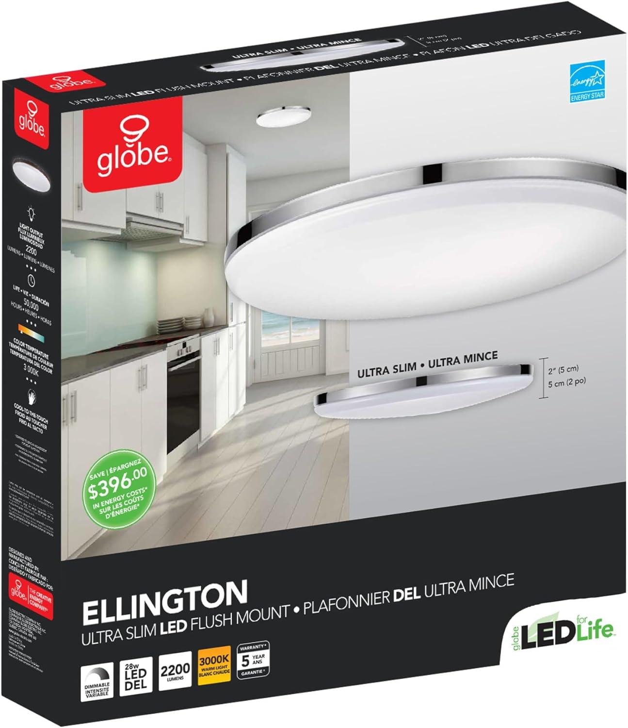 Globe Electric Ellington 2 in. H X 14 in. W X 14 in. L Chrome Ceiling Light