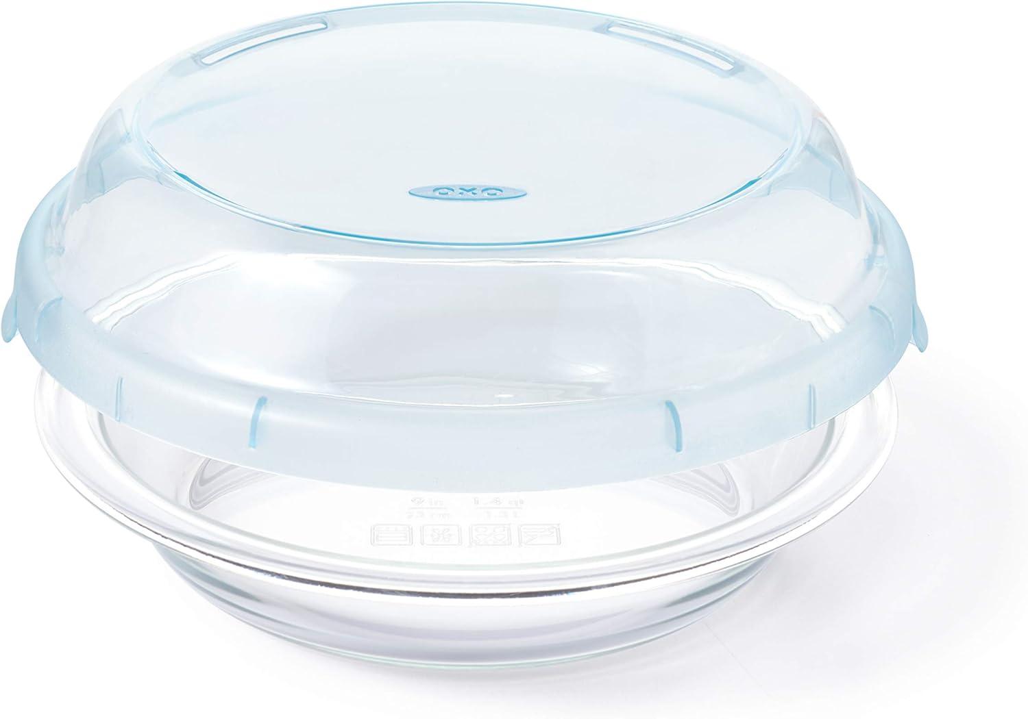 9-Inch Clear Glass Pie Plate with BPA-Free Lid