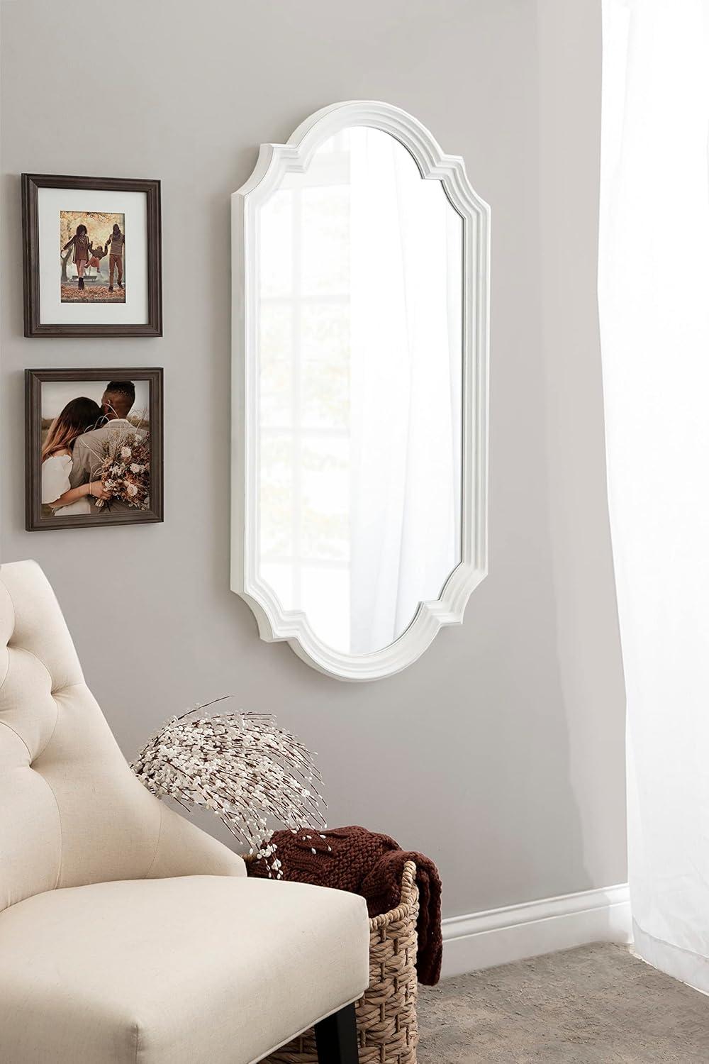 Kate and Laurel Fairbourne Scalloped MDF Full Length Mirror, 20x42, White