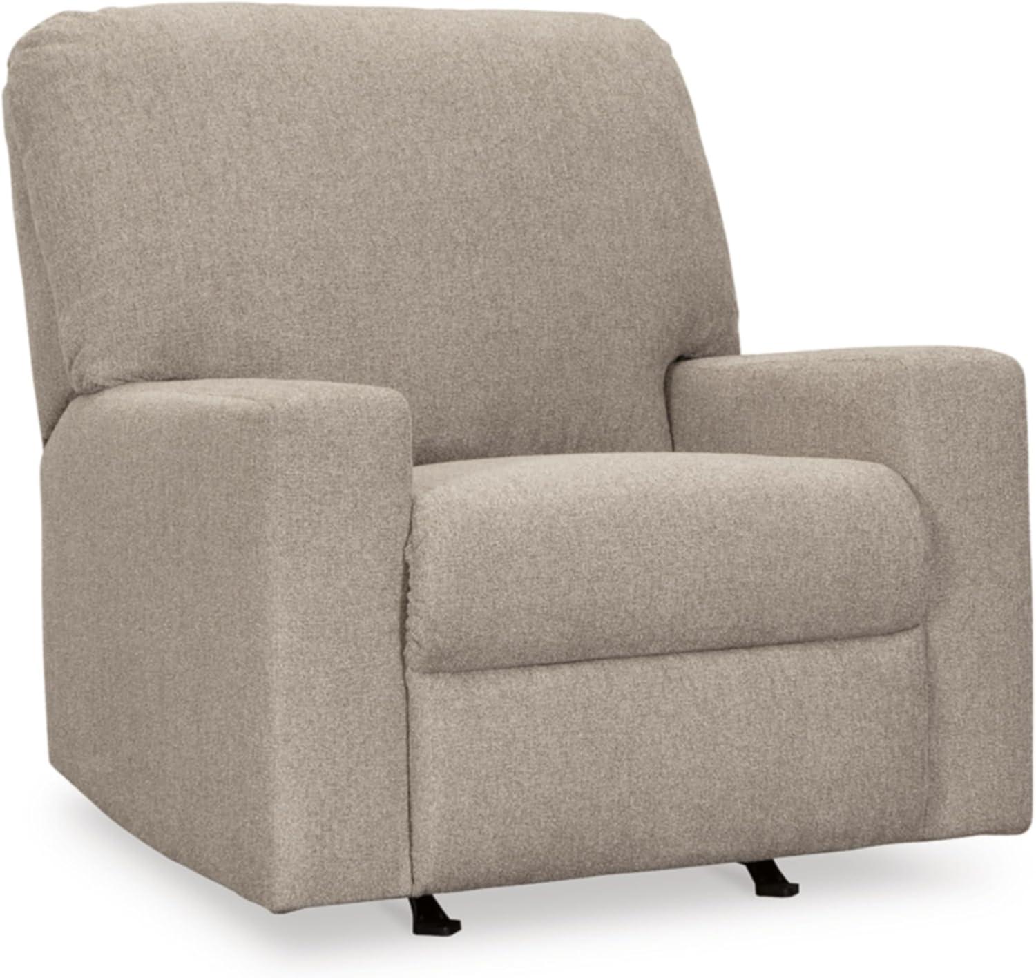 Parchment Beige Contemporary Recliner with Wide Track Arms