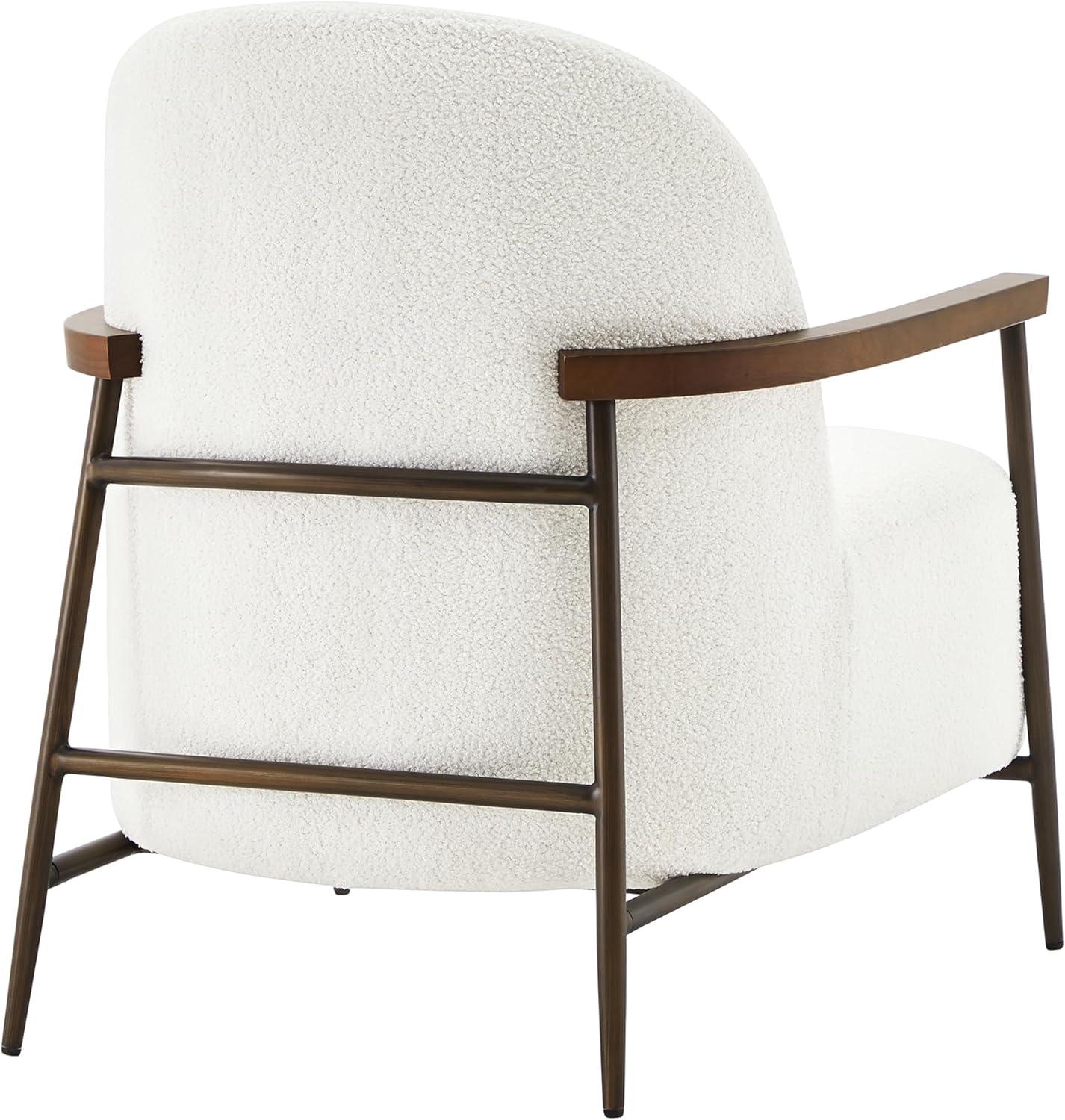 Quiteria Camel Fabric Accent Chair with Solid Wood and Metal Frame