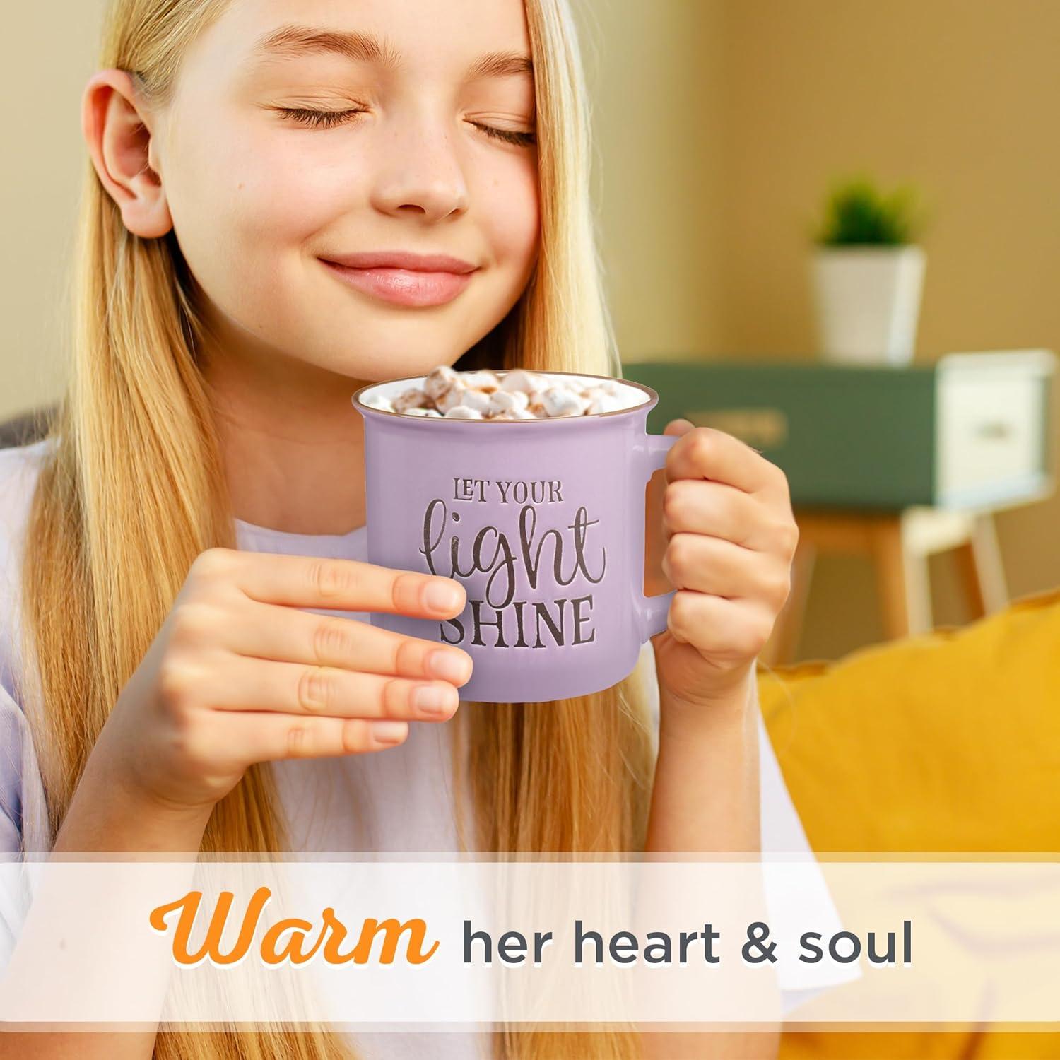 Let Your Light Shine Lavender Camp Style Coffee Mug, Ceramic, 13oz