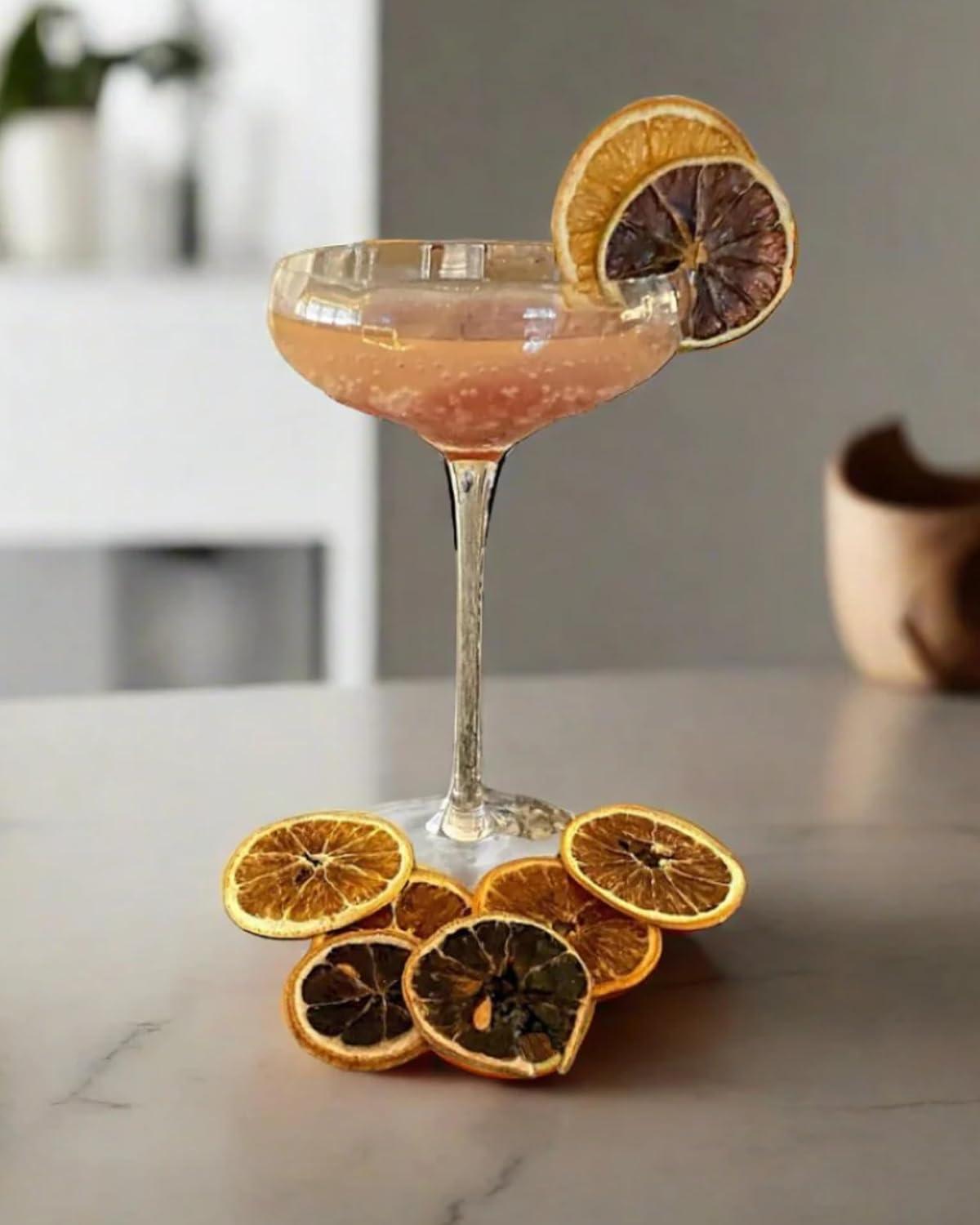 Elegant Clear Glass Rounded Coupe Cocktail Glasses, Set of 4