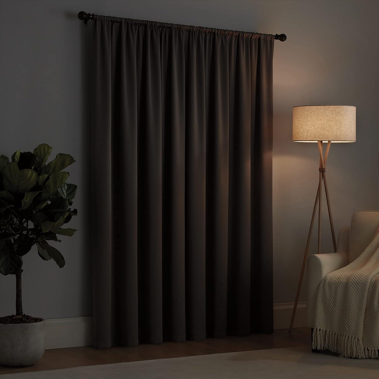 Taupe Blackout Polyester Rod Pocket Curtain Panel, 54" x 63"