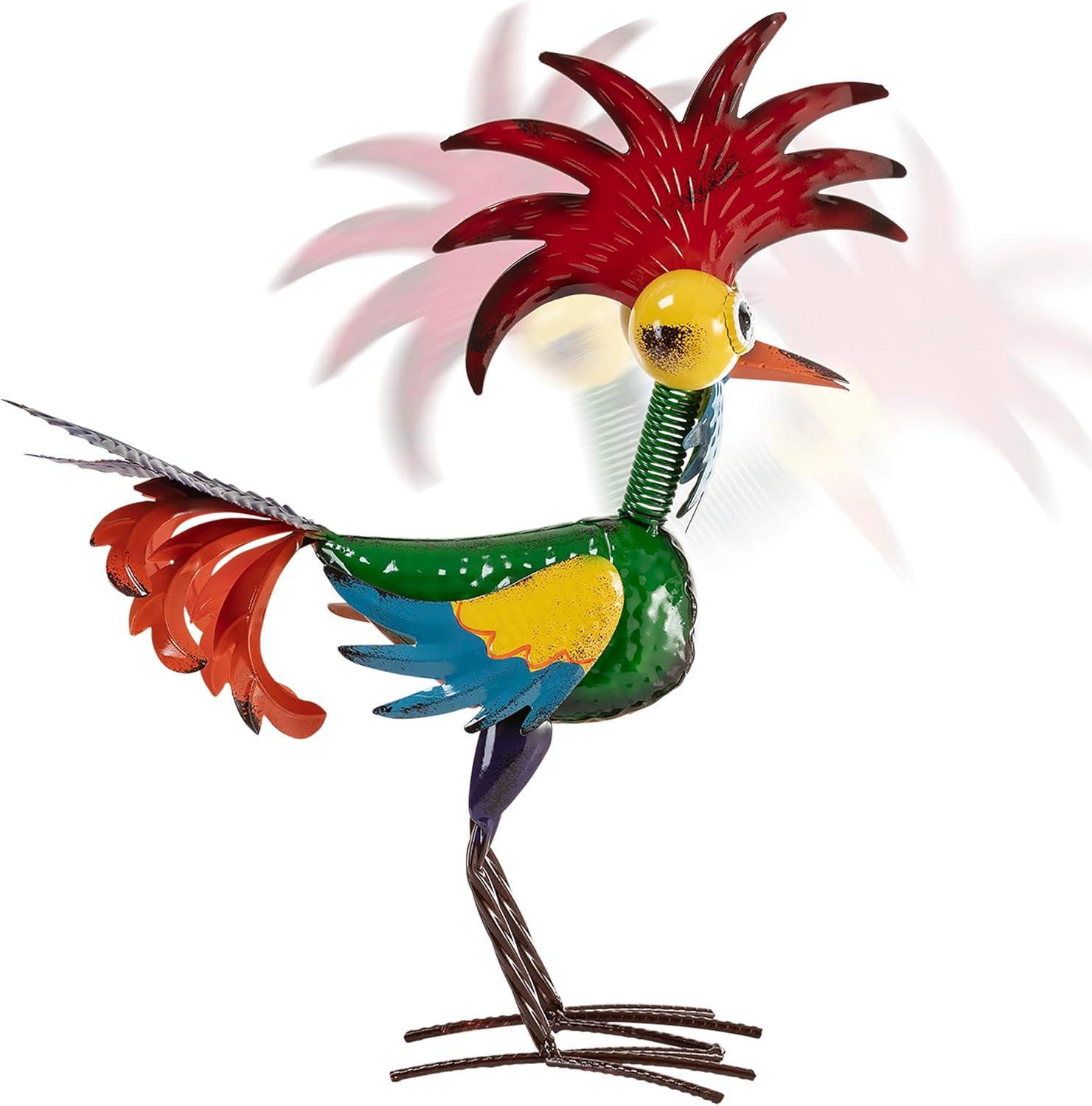 18" Multicolor Metal Rooster Lawn Decoration