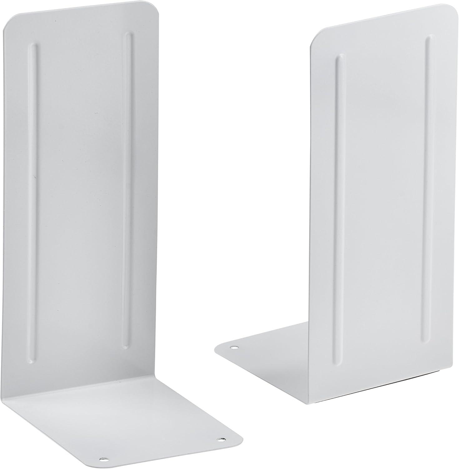 Acrimet Jumbo Premium Metal Bookends 9" (Heavy Duty) (White Color) (1 Pair)