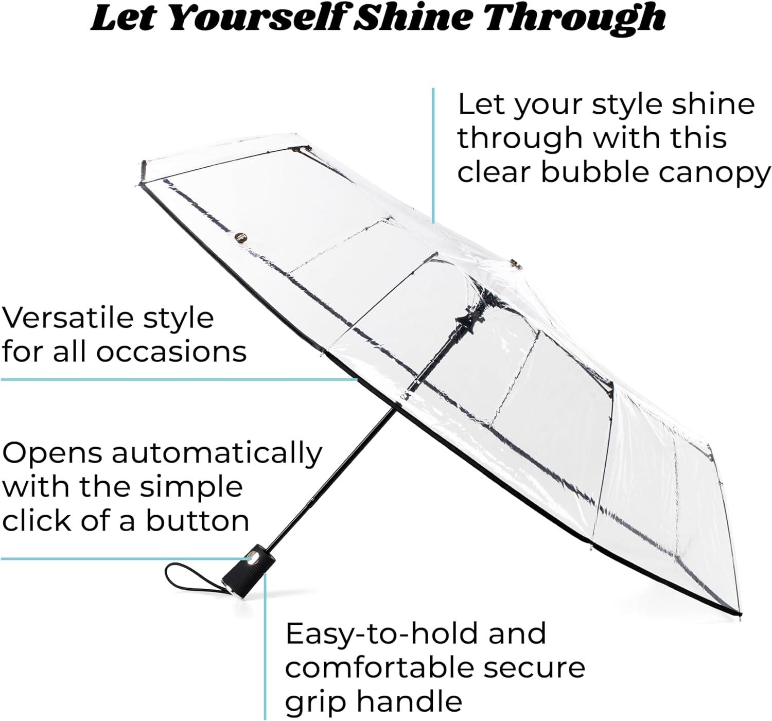 totes Adult Automatic Rain Umbrellas, Clear