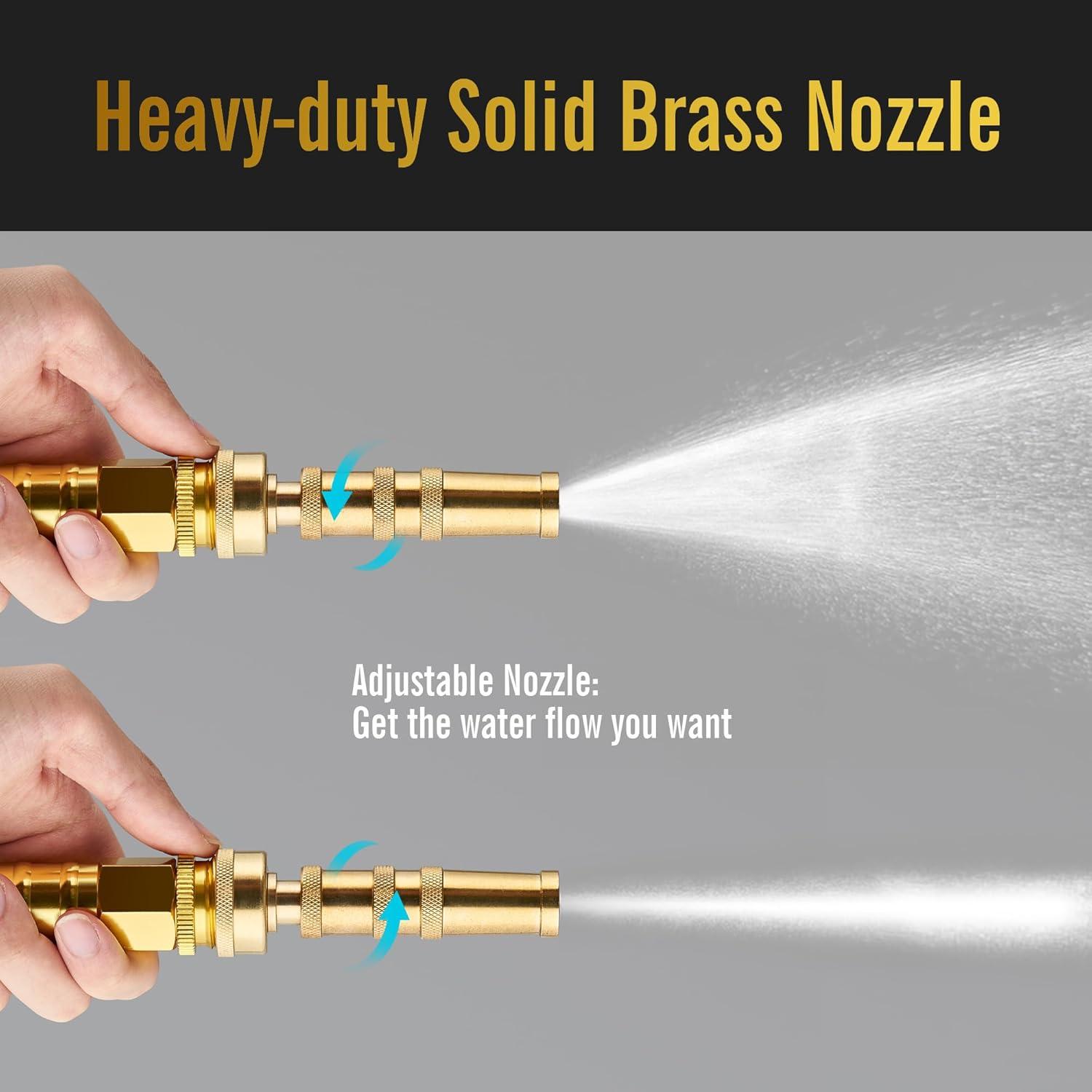 SKYWARD 304 Stainless Steel Garden Hose with Brass Garden Hose Nozzle, Anti-Leakage, Flexible & Lightweight Kink Free Water Hose, Easy to Use & Store (100ft)