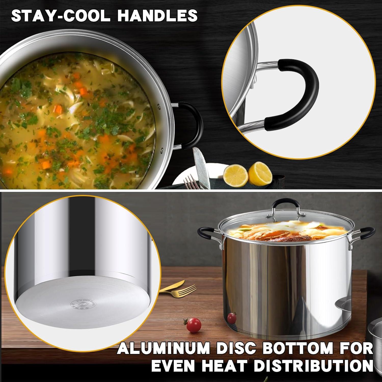 Professional 8-Quart Stainless Steel Induction Stockpot with Lid