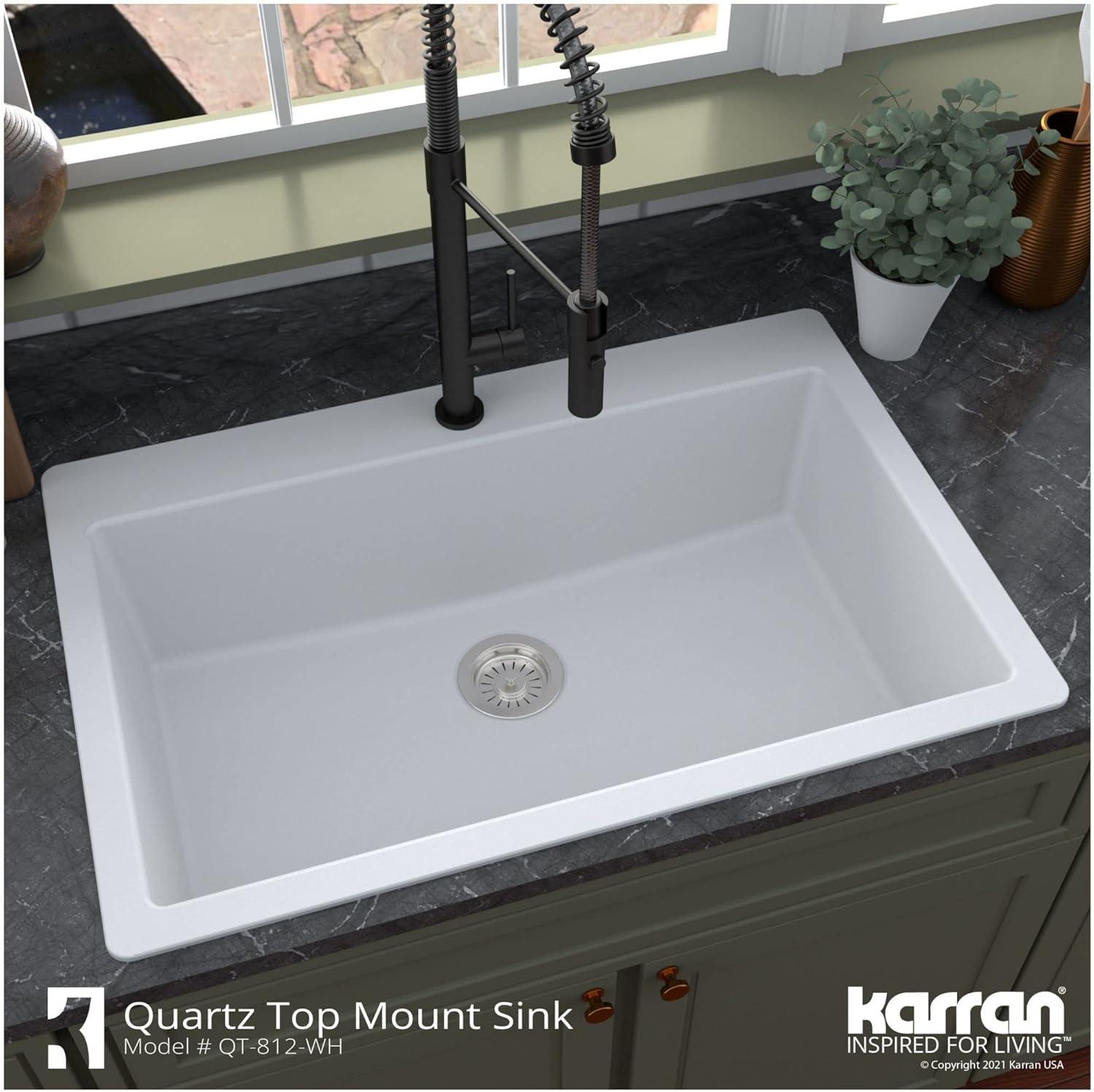 Karran Quartz 33'' X 22'' Large Single Bowl Drop-in Kitchen Sink