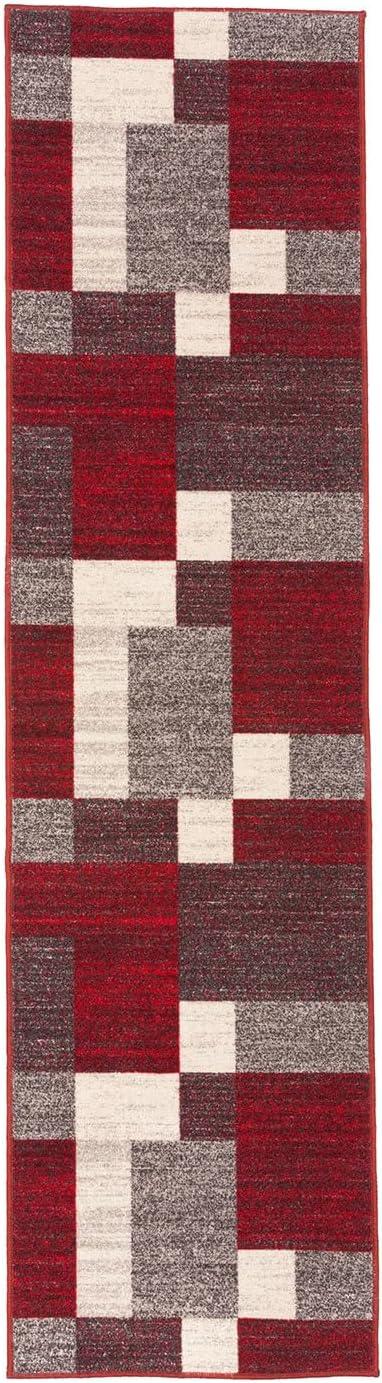 World Rug Gallery Modern Boxes Design Non-slip (Non-skid) Area Rug