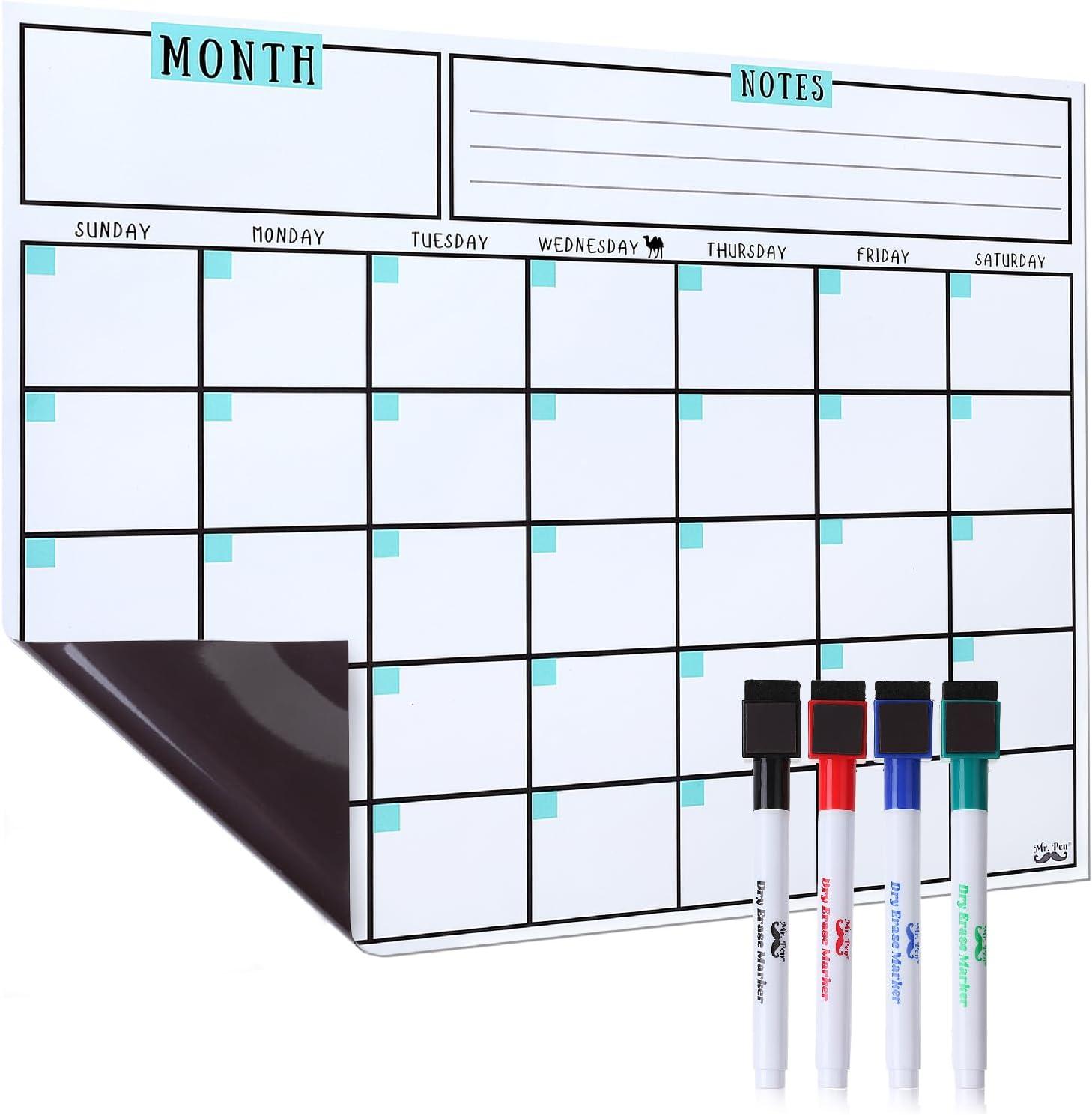 Mr. Pen- Dry Erase Calendar for Fridge, Magnetic, 14.7 x 11.8"