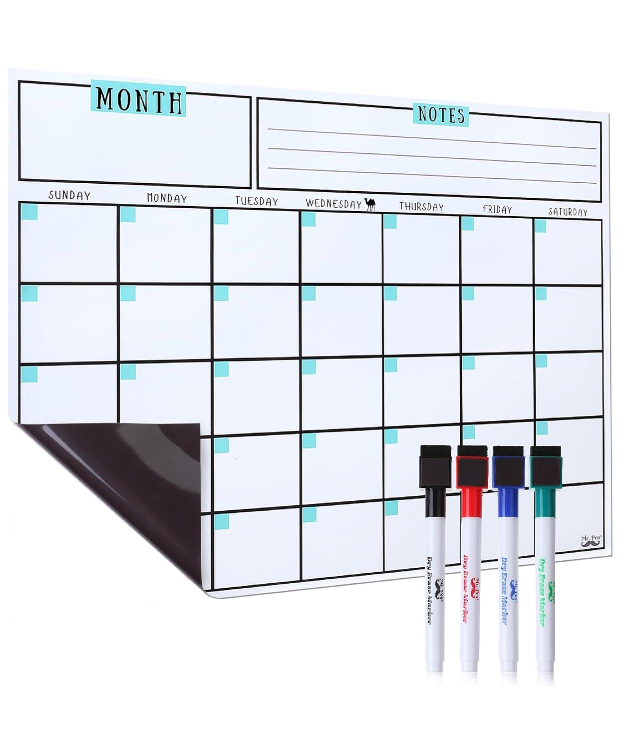 Mr. Pen- Dry Erase Calendar for Fridge, Magnetic, 14.7 x 11.8"