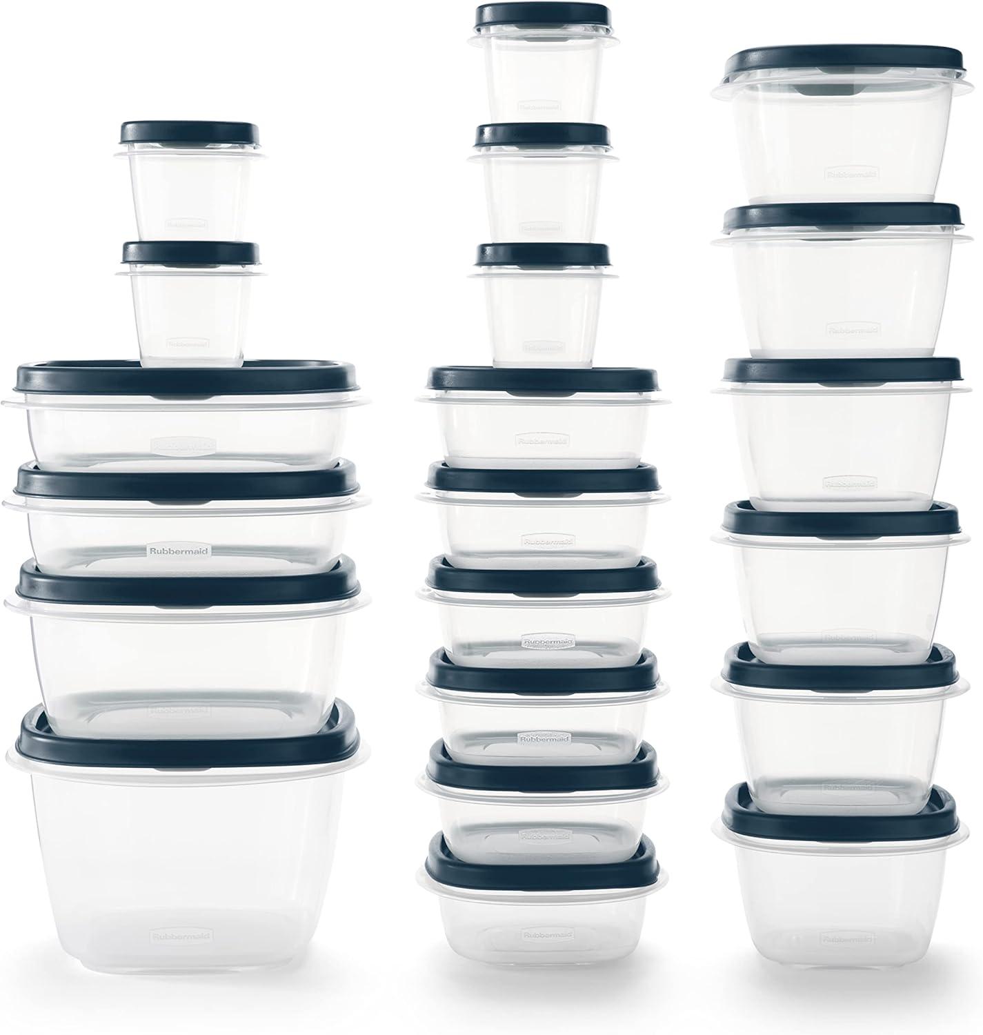 Blue BPA-Free Plastic Food Storage Container Set, 42 Pieces