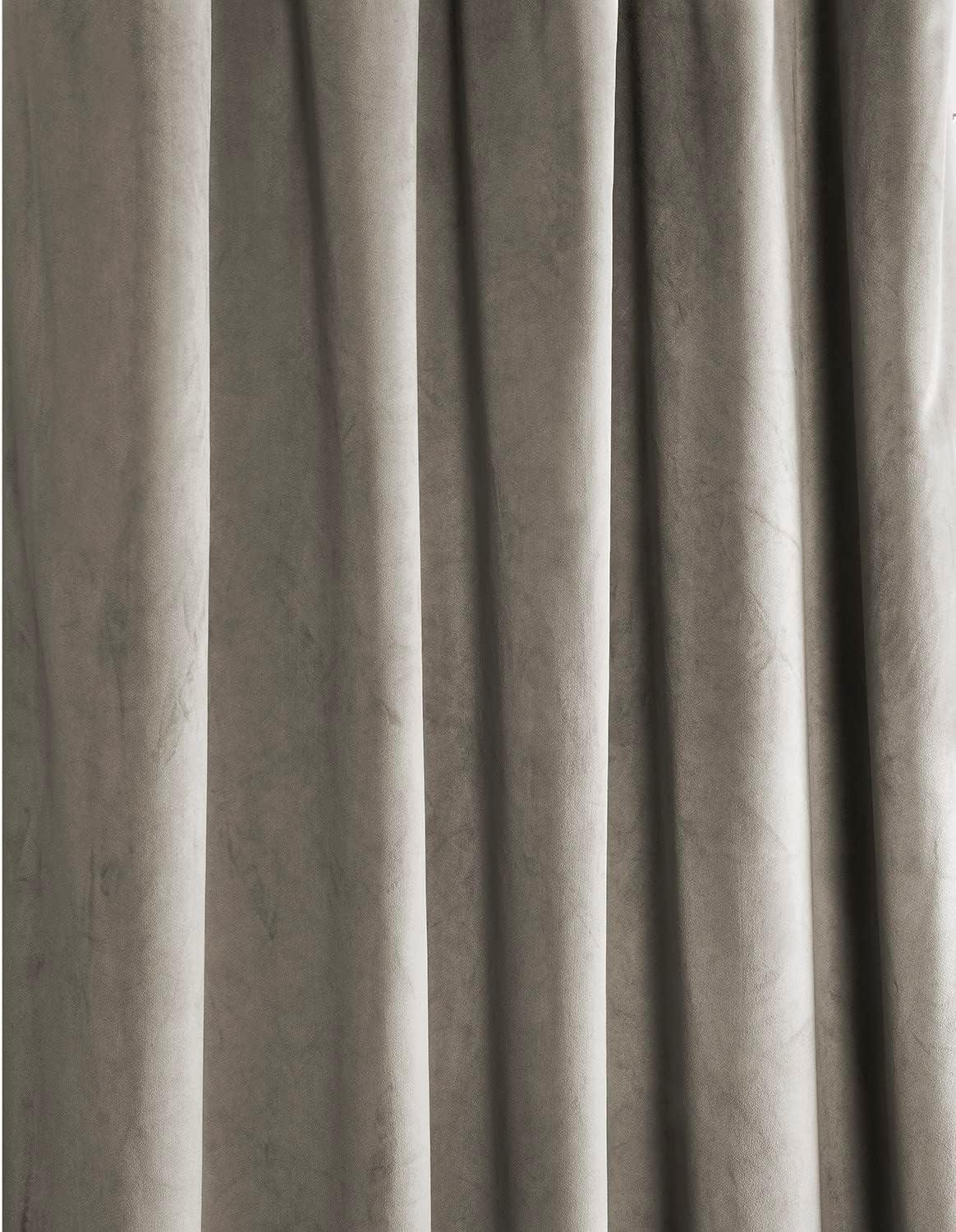 HPD Half Price Drapes Gallery Taupe Heritage Plush Velvet Room Darkening Curtains for Bedroom & Living Room Curtains (1 Panel), Window Curtains 84 inches long, Rod Pocket Curtains & Drapes,50W X 84L