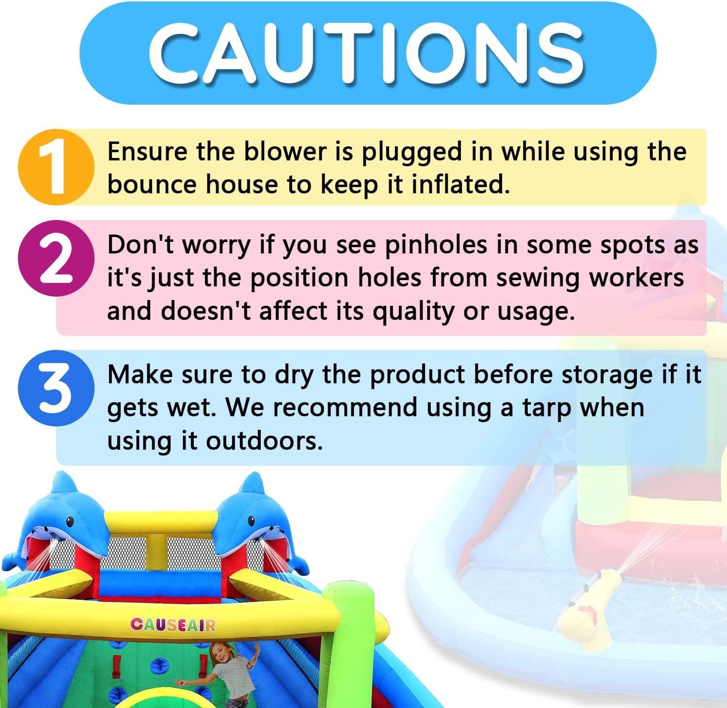 Inflatable Water Slide with Bounce House,Dolphin Styling,Splashing Pool,Double Water Cannon,Climbing Wall,Heavy Duty GFCI Blower,Inflatable Water Park Slide for Kids Backyard Summer