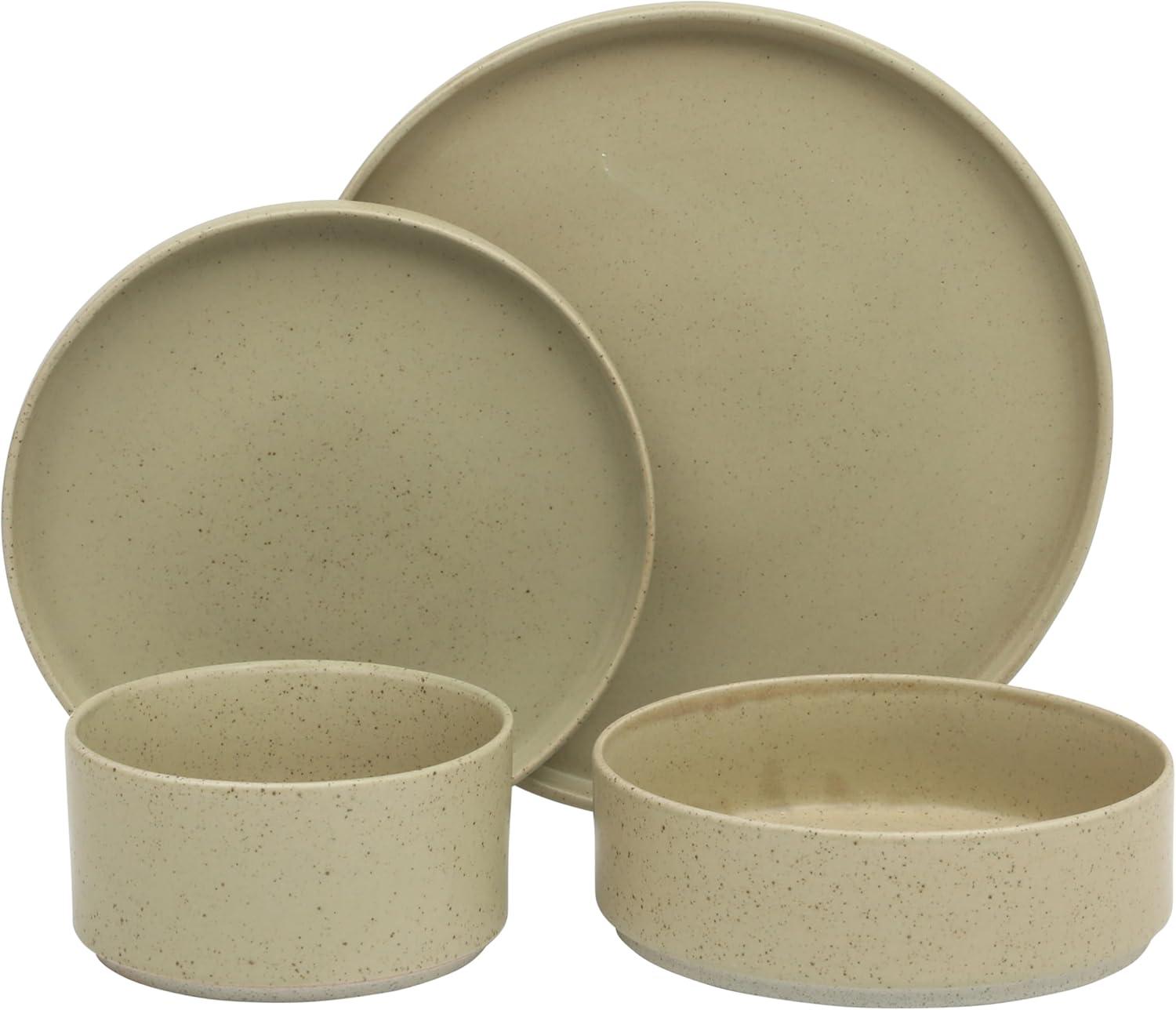 Gibson Elite Gibson Elite Tatum Premium Porcelain Matte Reactive Glaze 16 Piece (Service for 4) Plates and Bolws Stackable Dishes Ceramic Dinnerware