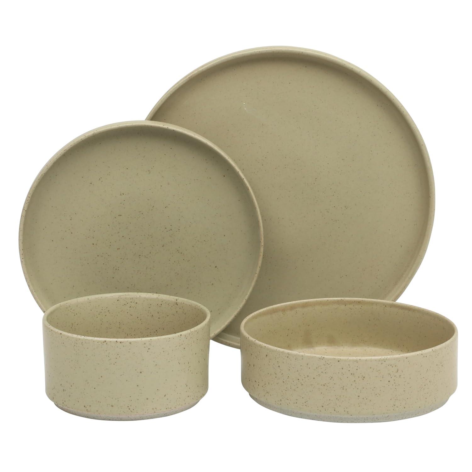 Gibson Elite Gibson Elite Tatum Premium Porcelain Matte Reactive Glaze 16 Piece (Service for 4) Plates and Bolws Stackable Dishes Ceramic Dinnerware