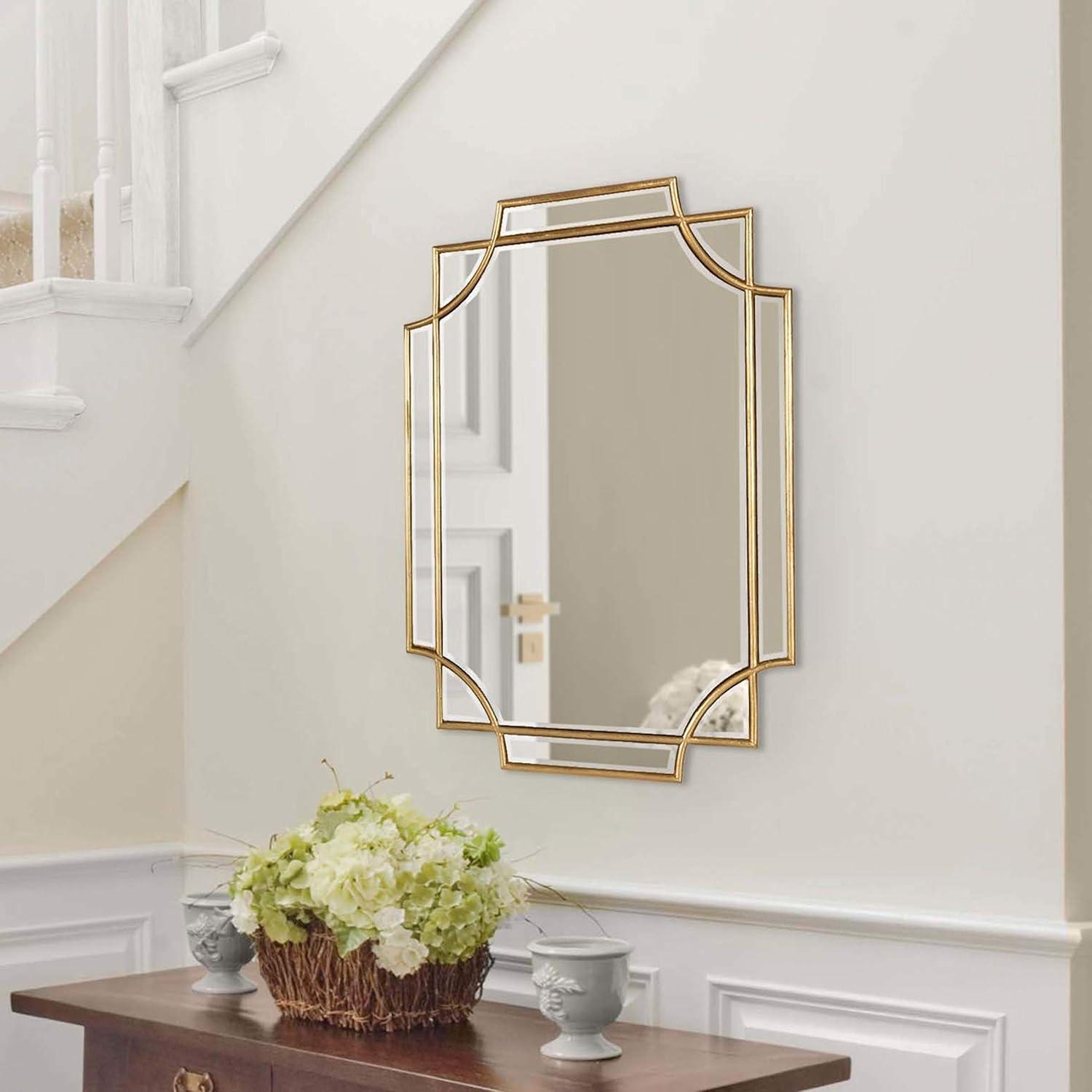 Kate and Laurel Minuette Glam Wall Mirror, 18 x 24, Gold, Boho-Chic Home Decor for Wall