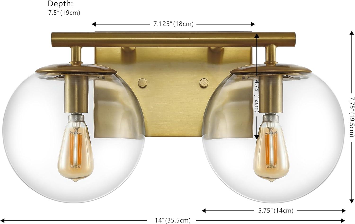 Severa 2 Light 14" Wall Sconce - SCN4125 - Brass - Safavieh