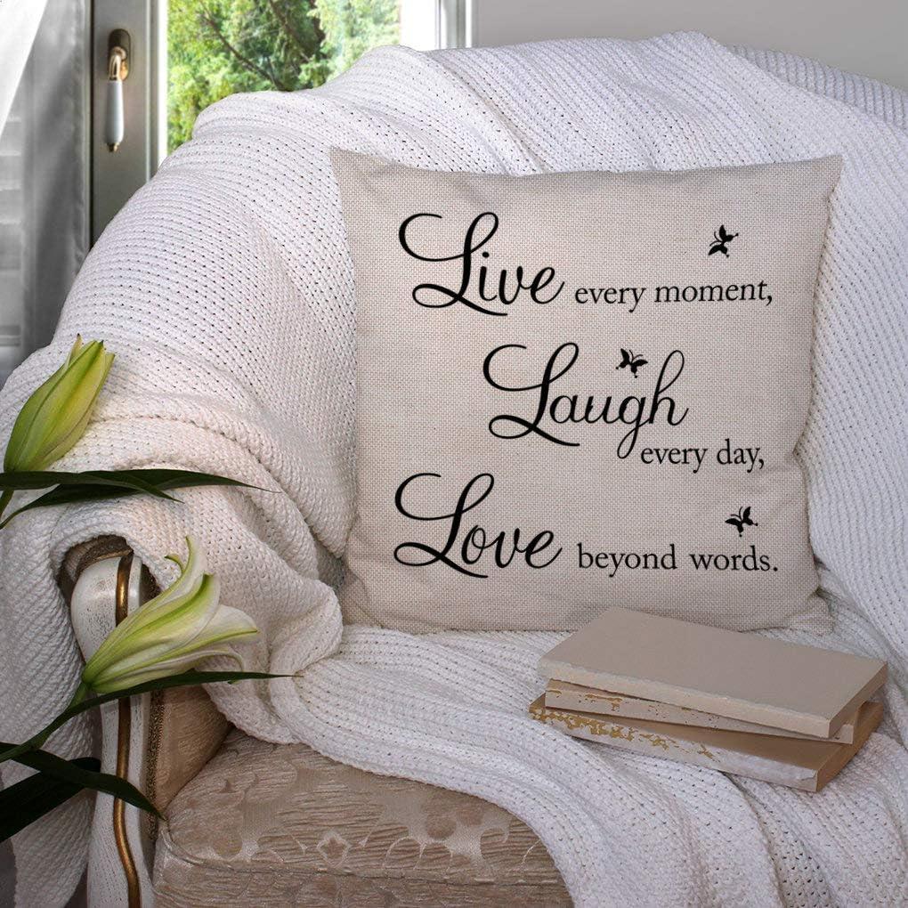 Live Laugh Love Quote Cotton Linen Throw Pillow Cover