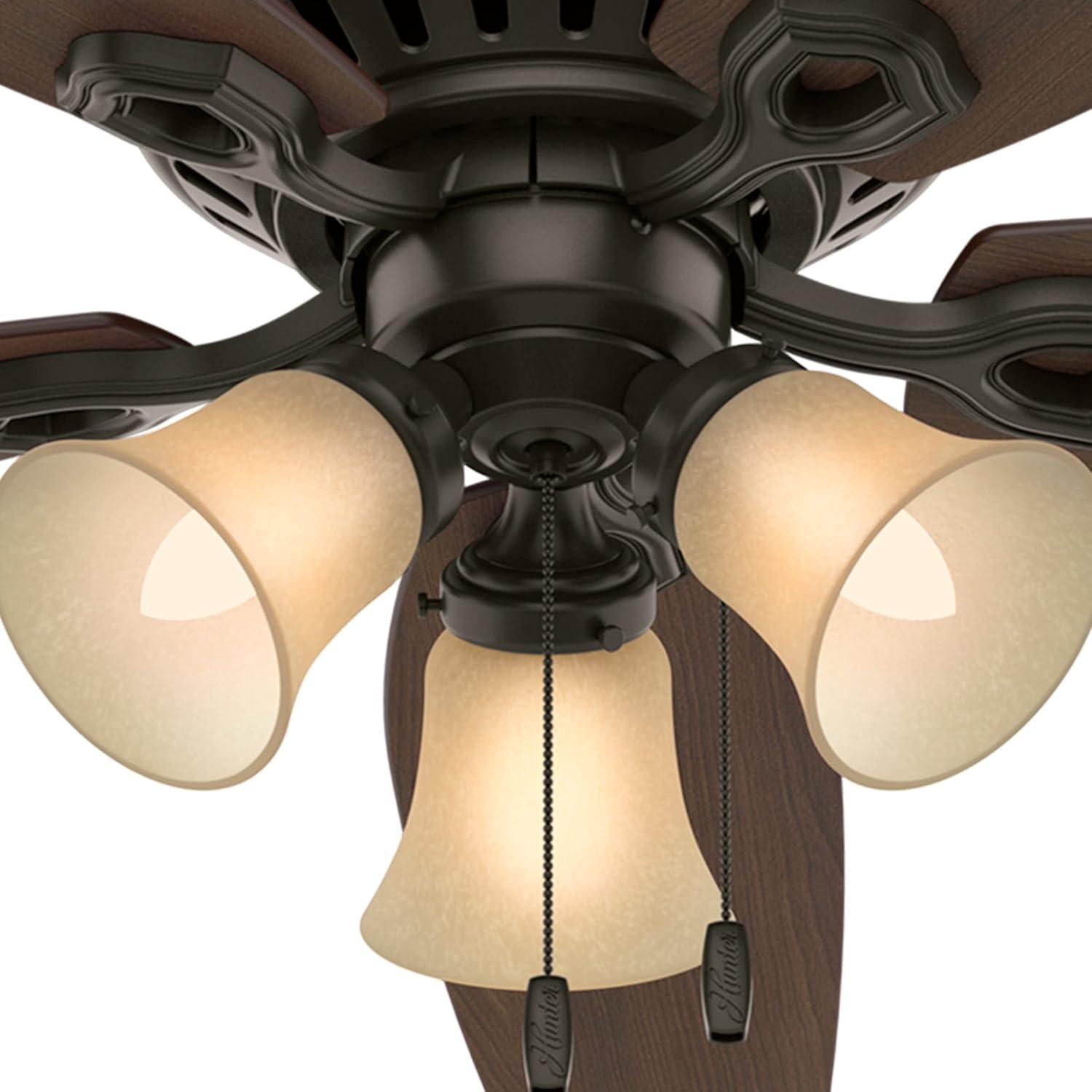 Builder Low Profile 52" 5 - Blade Flush Mount Ceiling Fan with Lights and Pull Chains