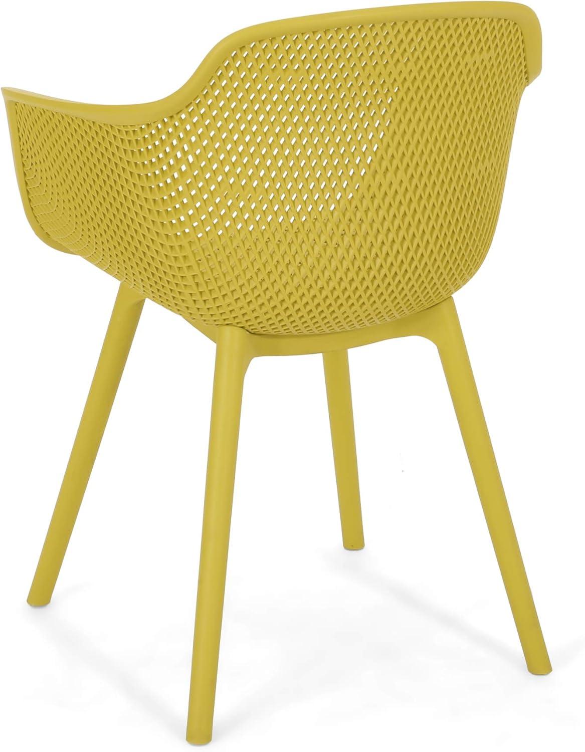 Yellow Polypropylene Outdoor Dining Chairs Set of 2