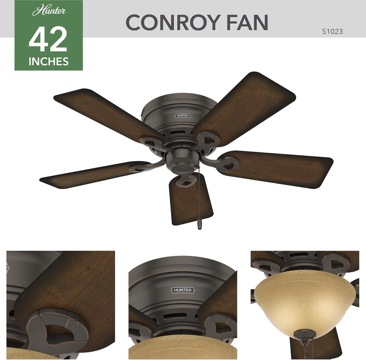 42'' Conroy 5 - Blade Flush Mount Ceiling Fan with Pull Chain and Light Kit Included