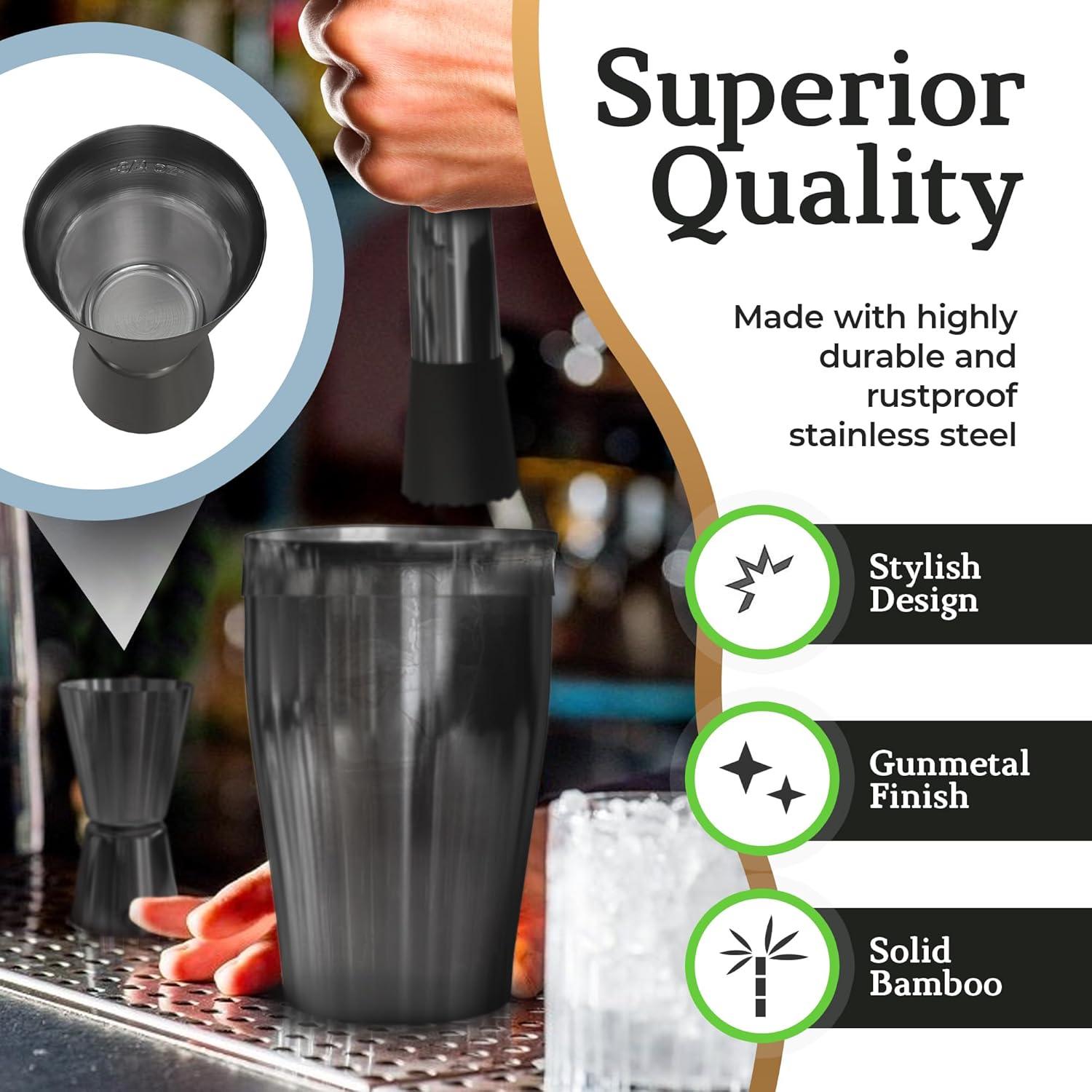 Highball & Chaser Cocktail Shaker Set: Bartender Kit for Home Bar Mixology Cocktail Bar Set Plus E-Book with 30 Recipes