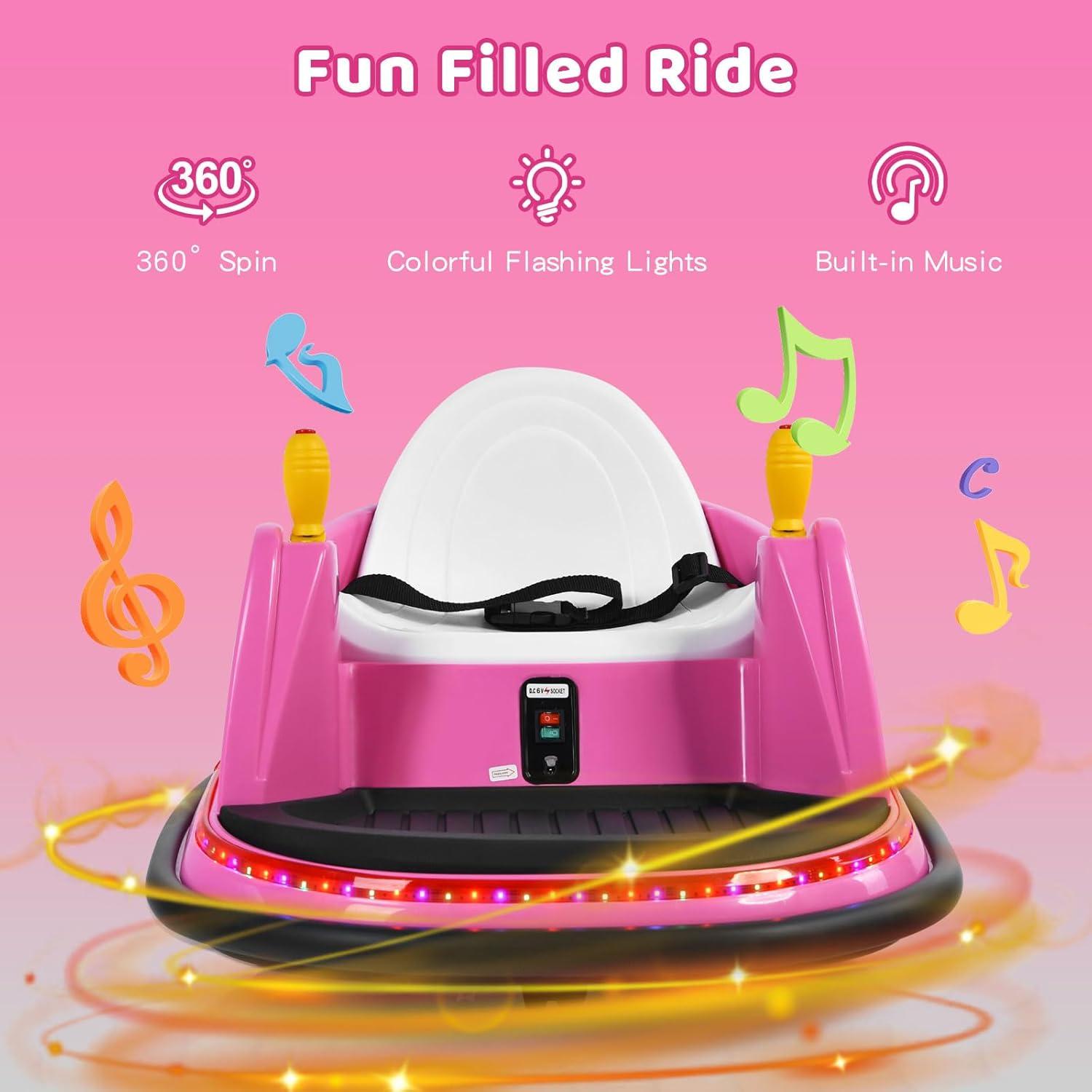 12V Ride On Toys Bumper Car for Kids, 360 Spin Vehicle with Remote Control