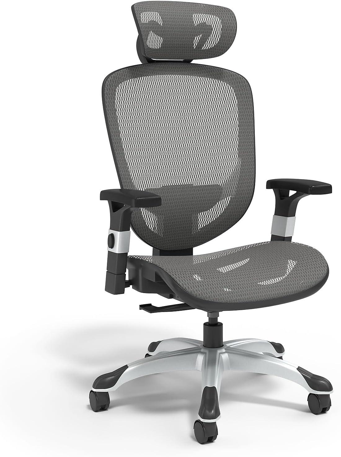 Charcoal Gray Mesh Ergonomic Swivel Task Chair with Adjustable Arms