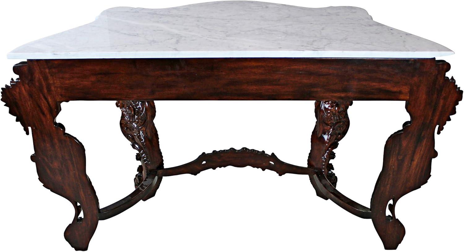 Viennese Salon Inspired 54'' Mahogany Console Table with Marble Top